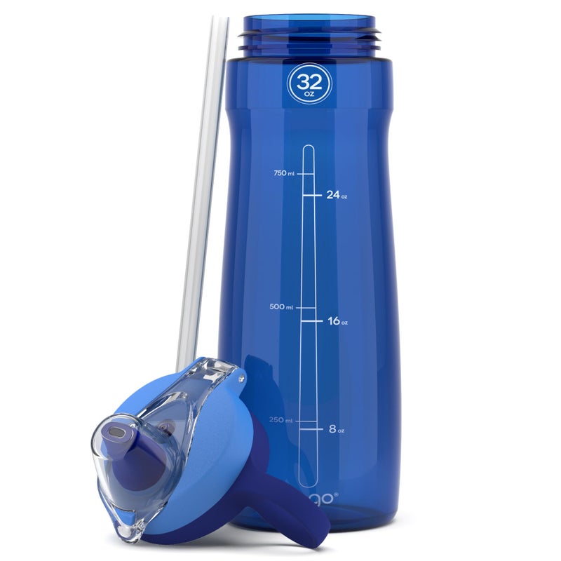 Pogo BPA-Free Tritan Plastic Water Bottle with Soft Straw, 32 Oz, Blue - Image 5